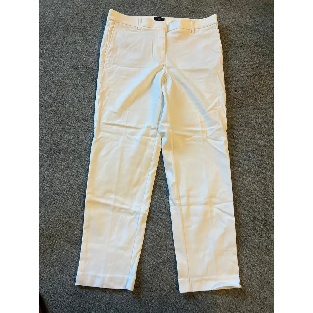 J.Jill Wearever Refined Twill Slim Leg Trousers Size 12 Cream